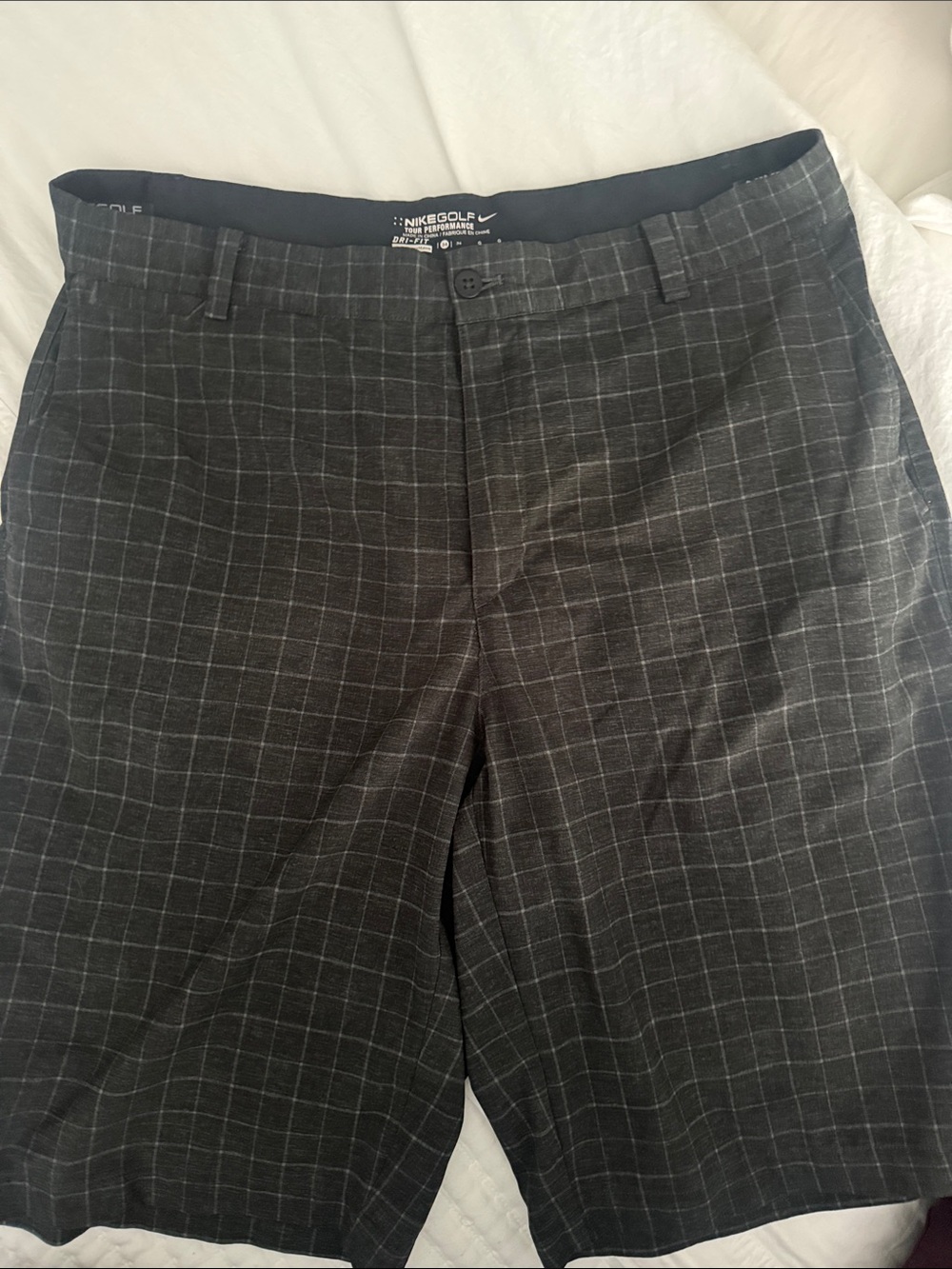 Nike Black Windowpane Plaid Golf Shorts